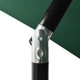 vidaXL Parasol met LED's en stalen paal 2x3 m groen