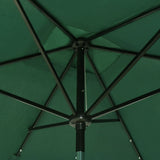 vidaXL Parasol met LED's en stalen paal 2x3 m groen