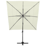 vidaXL Parasol 4-laags met aluminium paal 250x250 cm zandkleurig
