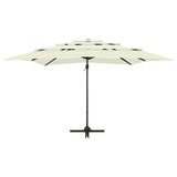vidaXL Parasol 4-laags met aluminium paal 250x250 cm zandkleurig