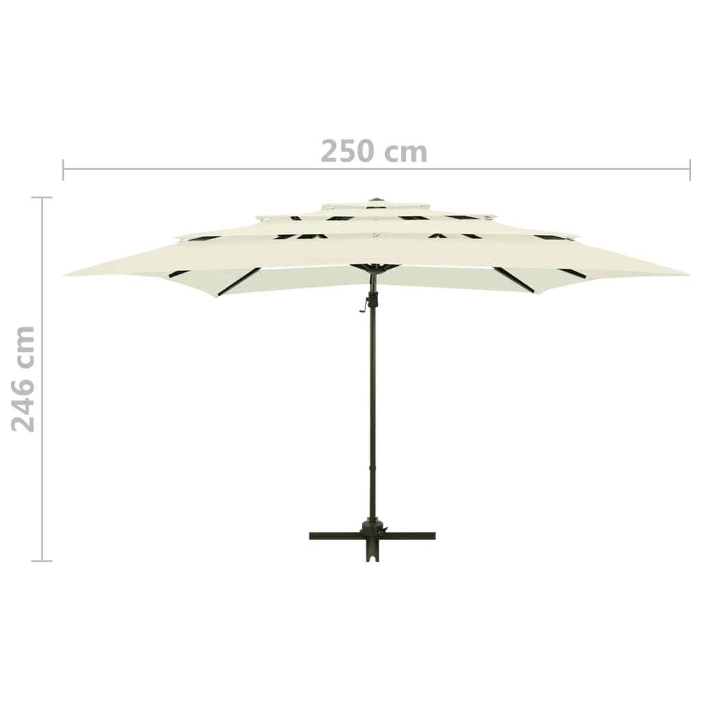 vidaXL Parasol 4-laags met aluminium paal 250x250 cm zandkleurig