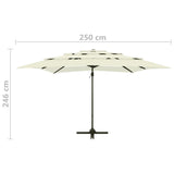 vidaXL Parasol 4-laags met aluminium paal 250x250 cm zandkleurig