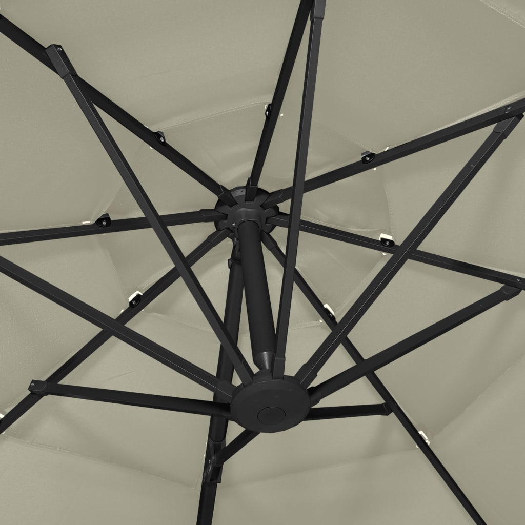 vidaXL Parasol 4-laags met aluminium paal 3x3 m zandkleurig
