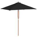 vidaXL Parasol met houten paal 150x200 cm zwart