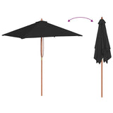 vidaXL Parasol met houten paal 150x200 cm zwart