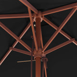 vidaXL Parasol met houten paal 150x200 cm zwart