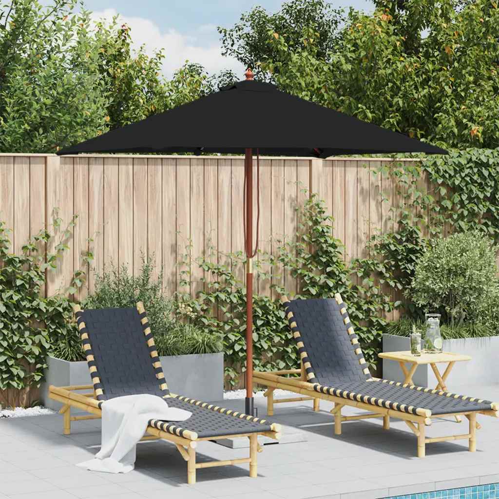 vidaXL Parasol met houten paal 150x200 cm zwart