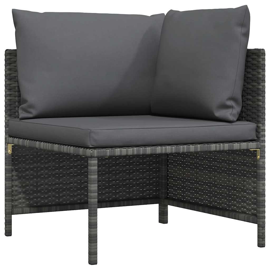 vidaXL Hoekbank sectioneel met kussens poly rattan grijs