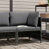 vidaXL Hoekbank sectioneel met kussens poly rattan grijs