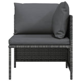 vidaXL Hoekbank sectioneel met kussens poly rattan grijs