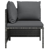 vidaXL Hoekbank sectioneel met kussens poly rattan grijs