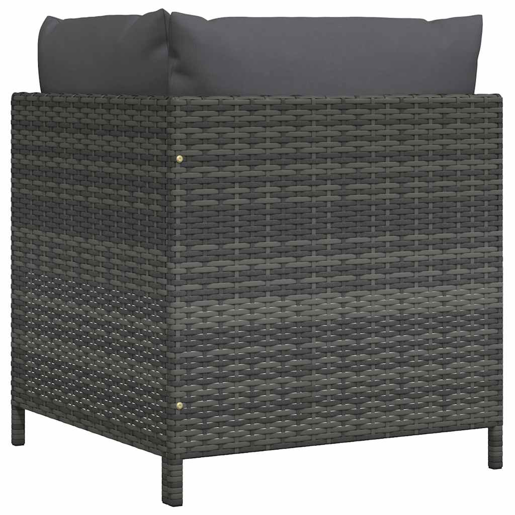 vidaXL Hoekbank sectioneel met kussens poly rattan grijs