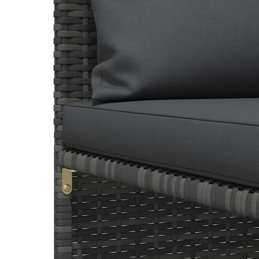 vidaXL Hoekbank sectioneel met kussens poly rattan grijs