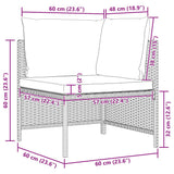 vidaXL Hoekbank sectioneel met kussens poly rattan grijs