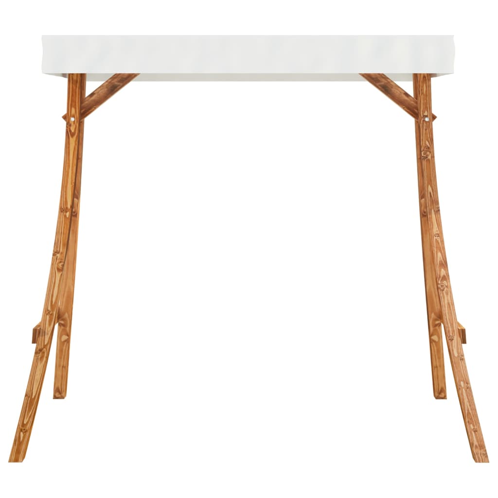 vidaXL Schommelframe met crèmekleur dak gebogen hout met teakafwerking