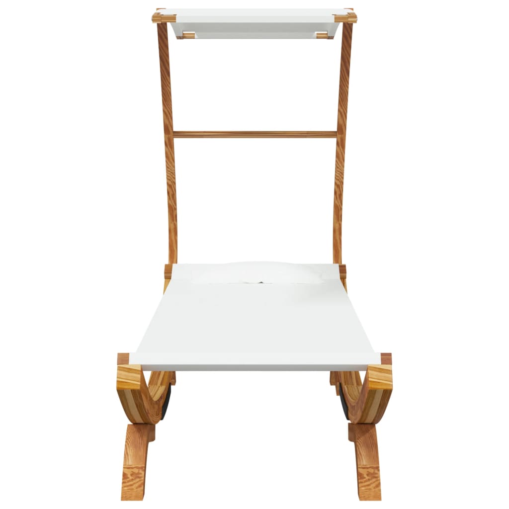 vidaXL Loungebed met luifel 100x190x134 cm massief gebogen hout crème