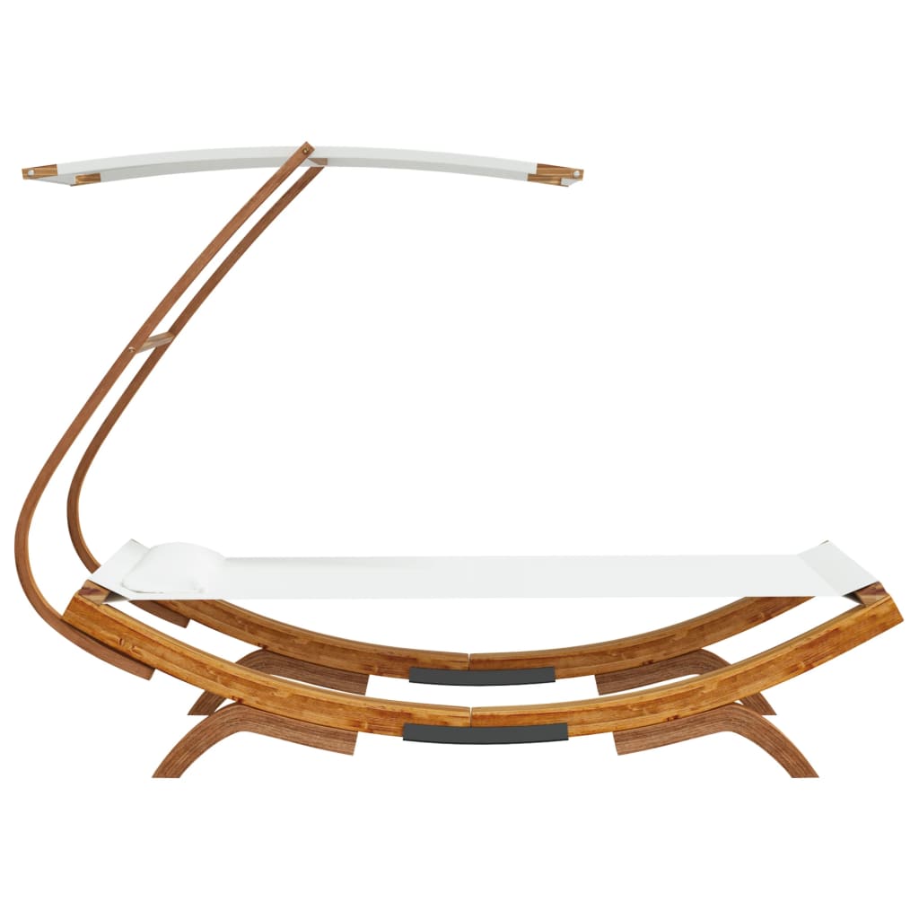 vidaXL Loungebed met luifel 100x190x134 cm massief gebogen hout crème