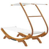 vidaXL Loungebed met luifel 100x190x134 cm massief gebogen hout crème