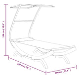 vidaXL Loungebed met luifel 100x190x134 cm massief gebogen hout crème