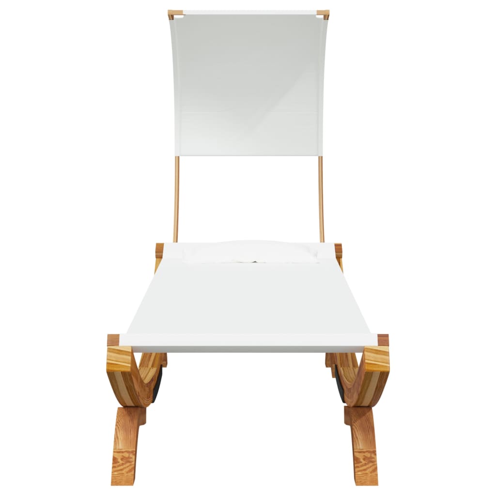vidaXL Loungebed met luifel 100x200x126 cm massief gebogen hout crème