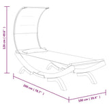 vidaXL Loungebed met luifel 100x200x126 cm massief gebogen hout crème