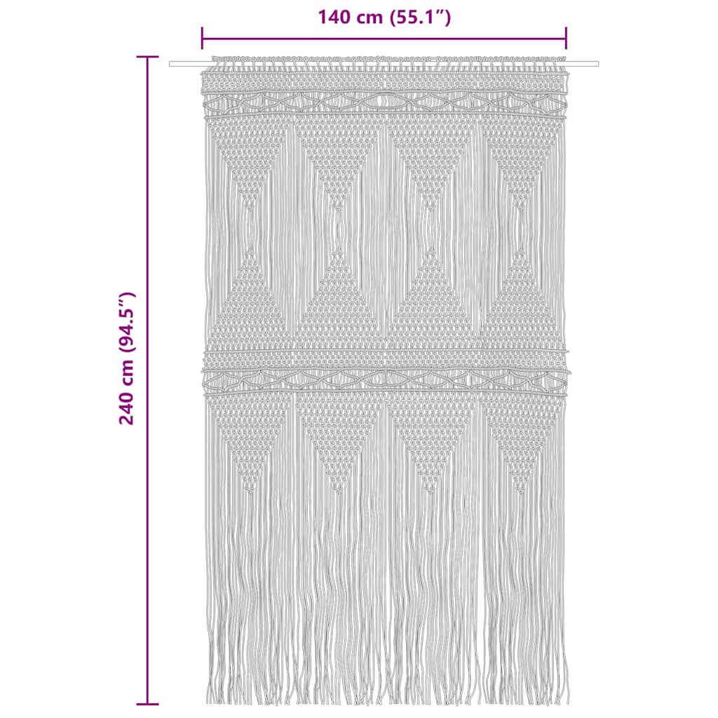 vidaXL Macrame Curtain 140x240 cm Cotton
