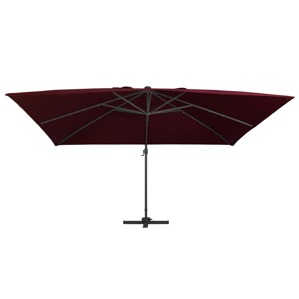vidaXL Zweefparasol met LED-verlichting 400x300 cm bordeauxrood