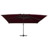 vidaXL Zweefparasol met LED-verlichting 400x300 cm bordeauxrood