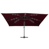 vidaXL Zweefparasol met LED-verlichting 400x300 cm bordeauxrood