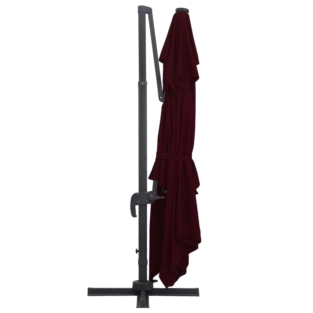 vidaXL Zweefparasol met LED-verlichting 400x300 cm bordeauxrood