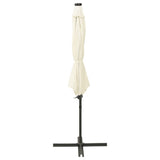 vidaXL Zweefparasol met paal en LED-verlichting 300 cm zandkleurig