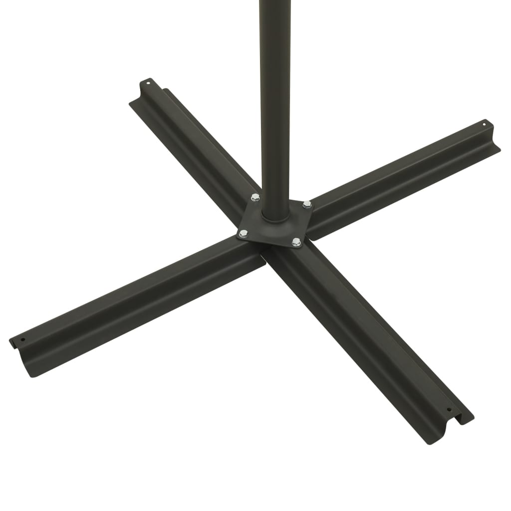 vidaXL Zweefparasol met paal en LED-verlichting 300 cm zandkleurig