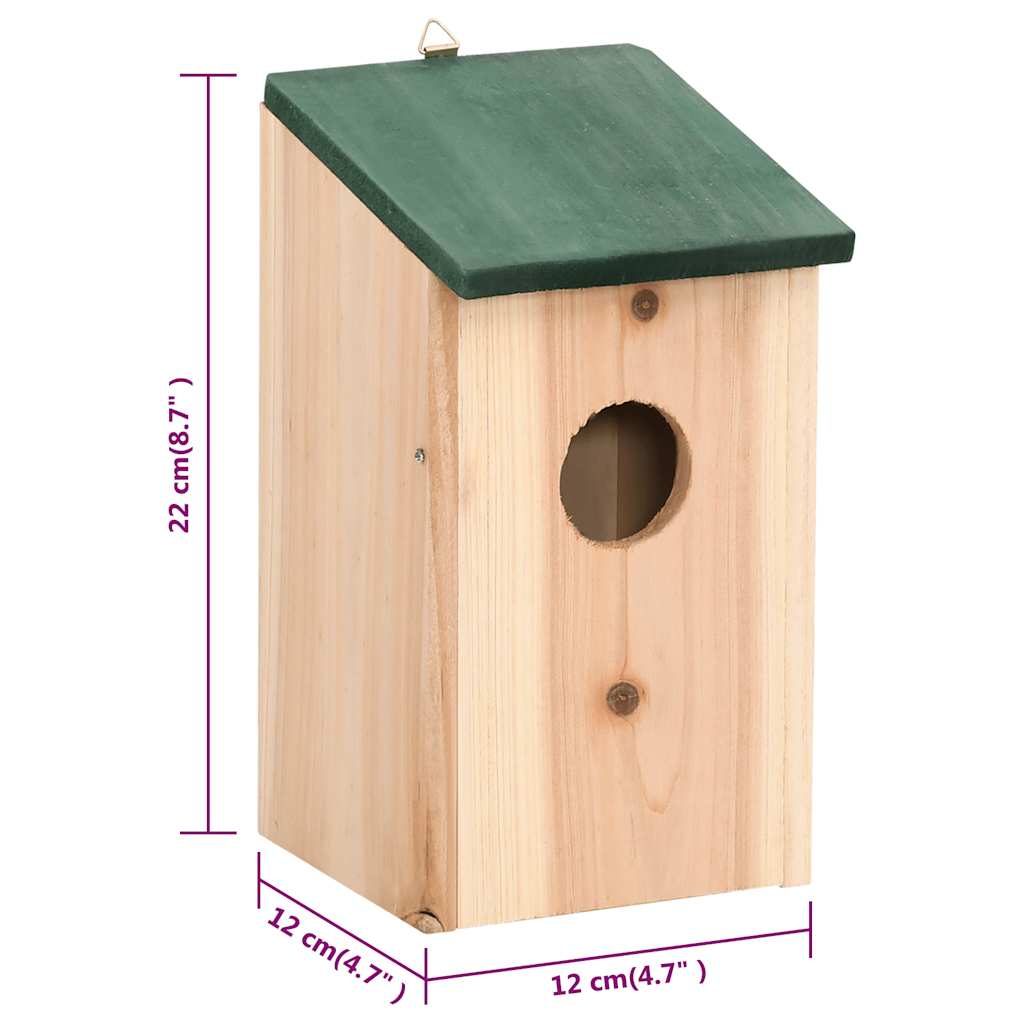 vidaXL Vogelhuisjes 10 st 12x12x22 cm massief vurenhout