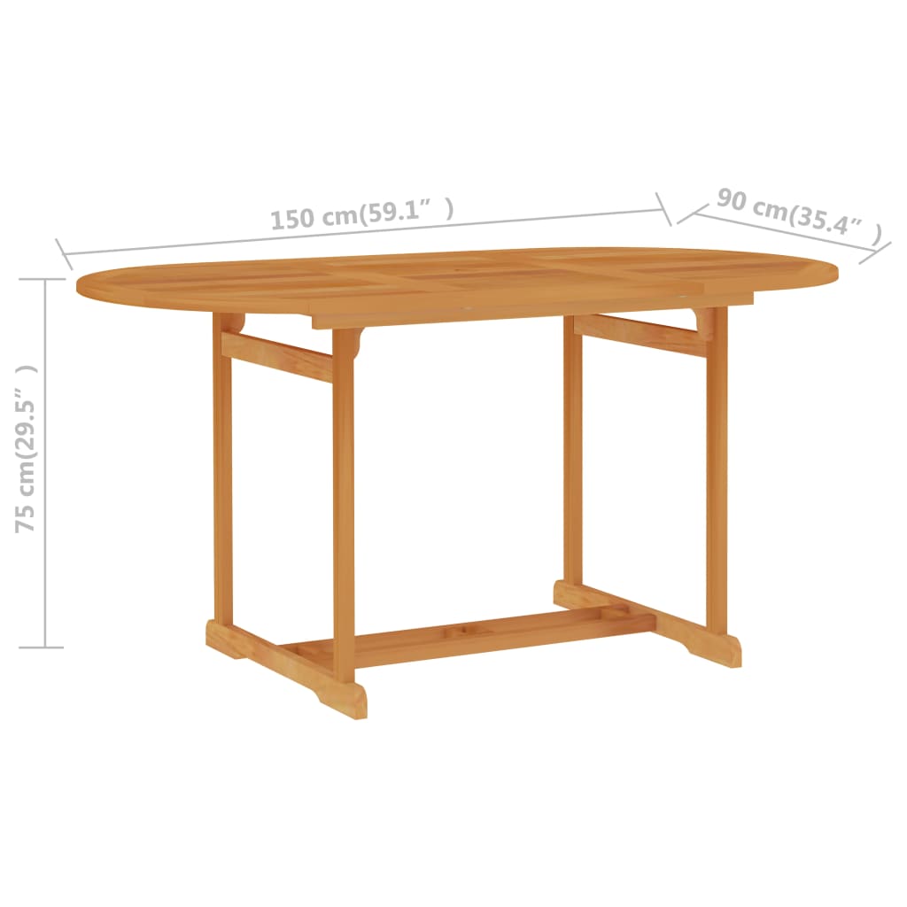 vidaXL Tuintafel 150x90x75 cm massief teakhout