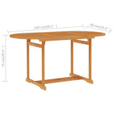 vidaXL Tuintafel 150x90x75 cm massief teakhout