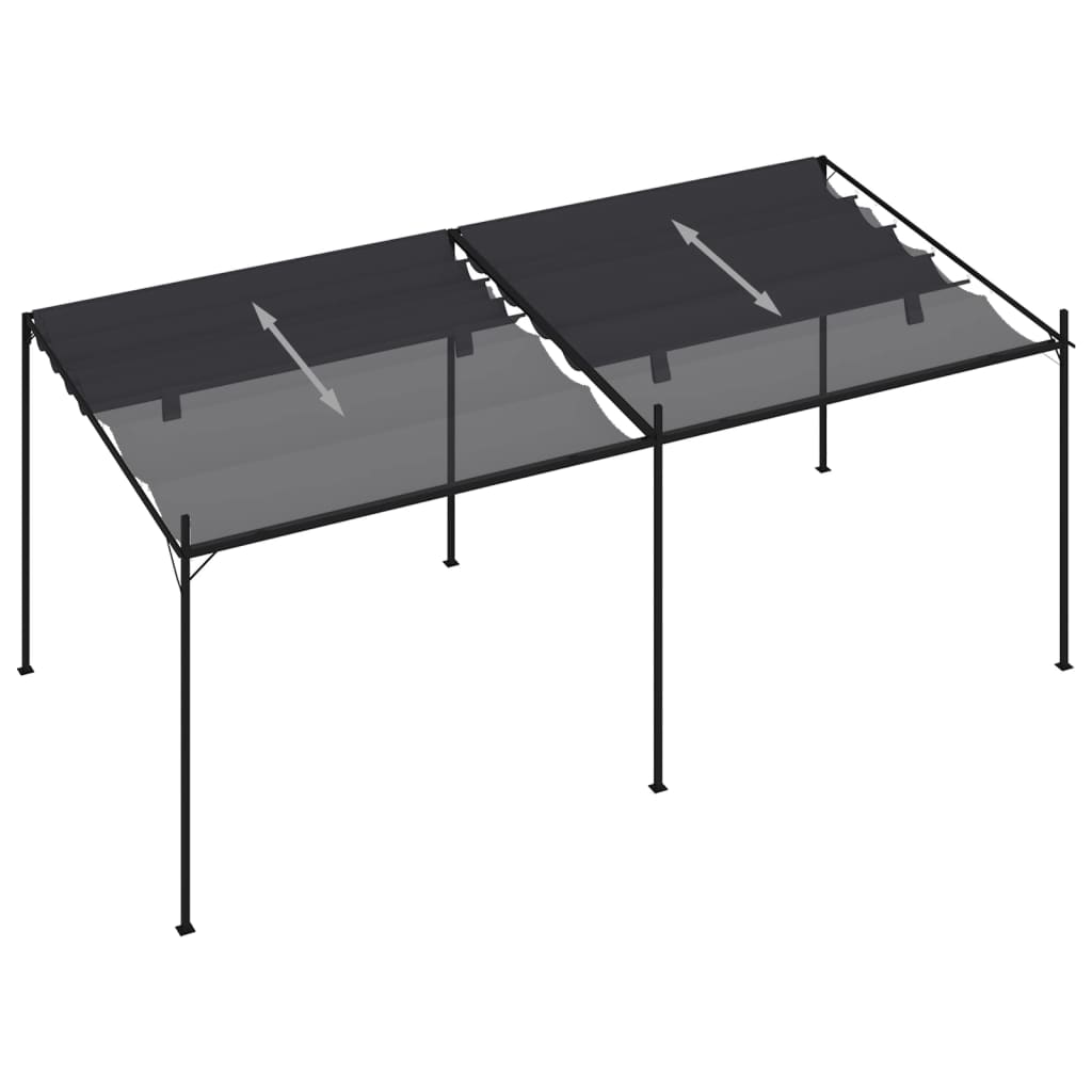 vidaXL Prieel met uittrekbaar dak 600x300x233 cm antracietkleurig
