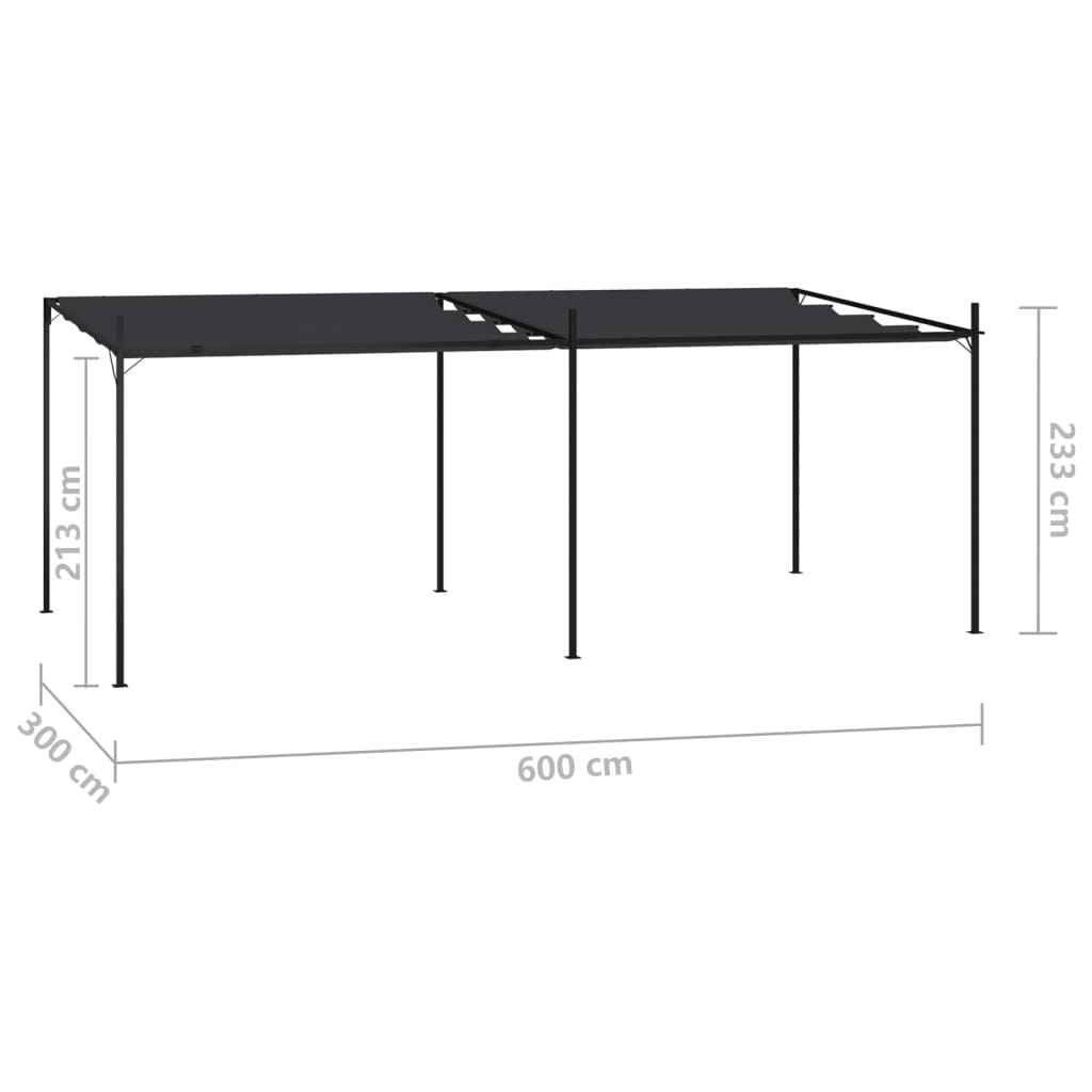vidaXL Prieel met uittrekbaar dak 600x300x233 cm antracietkleurig