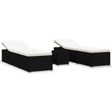 vidaXL 3-Piece Sun Lounger Set with Tea Table Poly Rattan Black