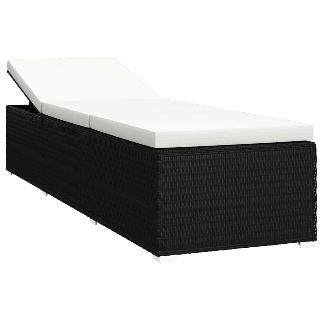 vidaXL 3-Piece Sun Lounger Set with Tea Table Poly Rattan Black
