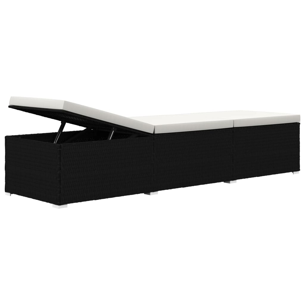 vidaXL 3-Piece Sun Lounger Set with Tea Table Poly Rattan Black