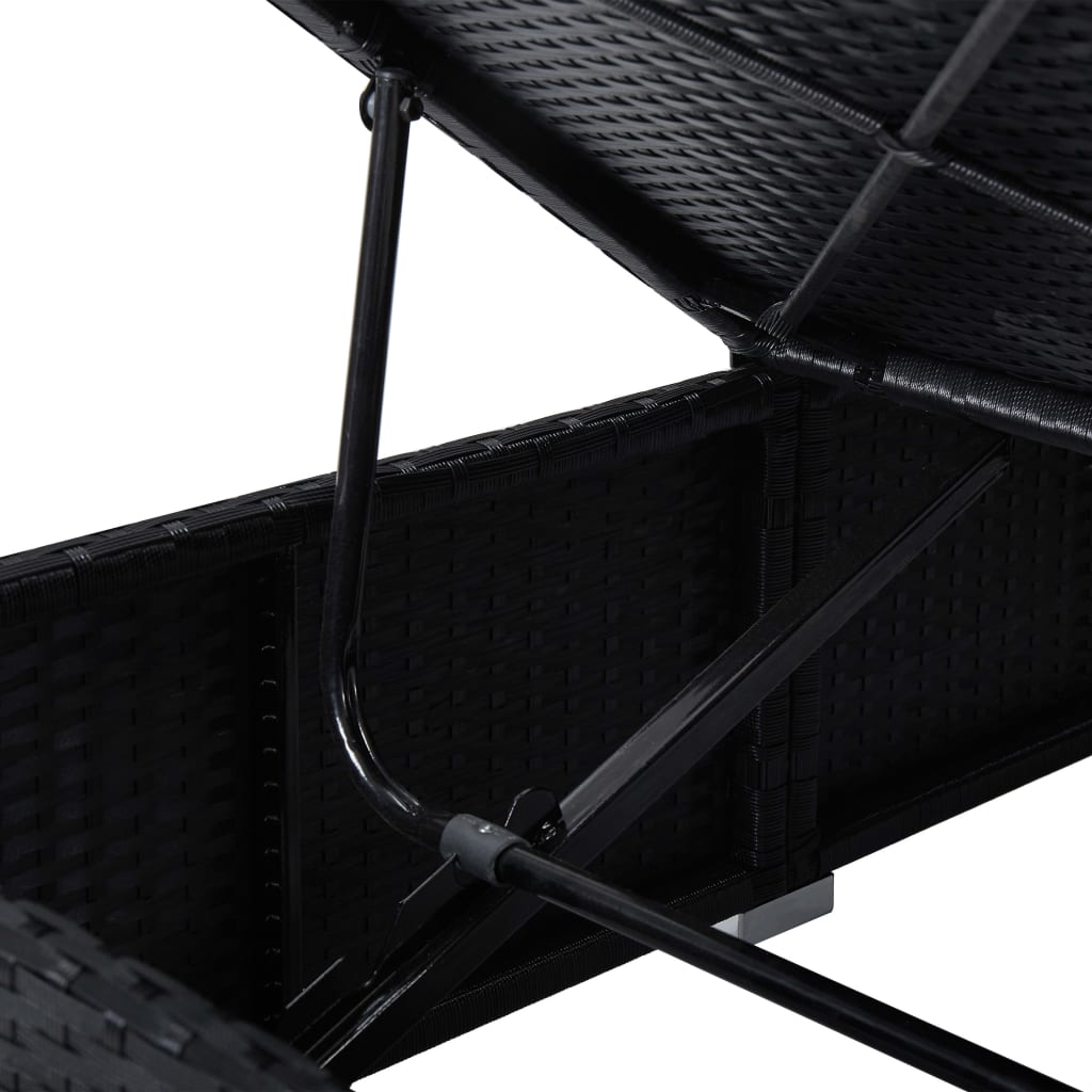 vidaXL 3-Piece Sun Lounger Set with Tea Table Poly Rattan Black