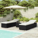 vidaXL 3-Piece Sun Lounger Set with Tea Table Poly Rattan Black
