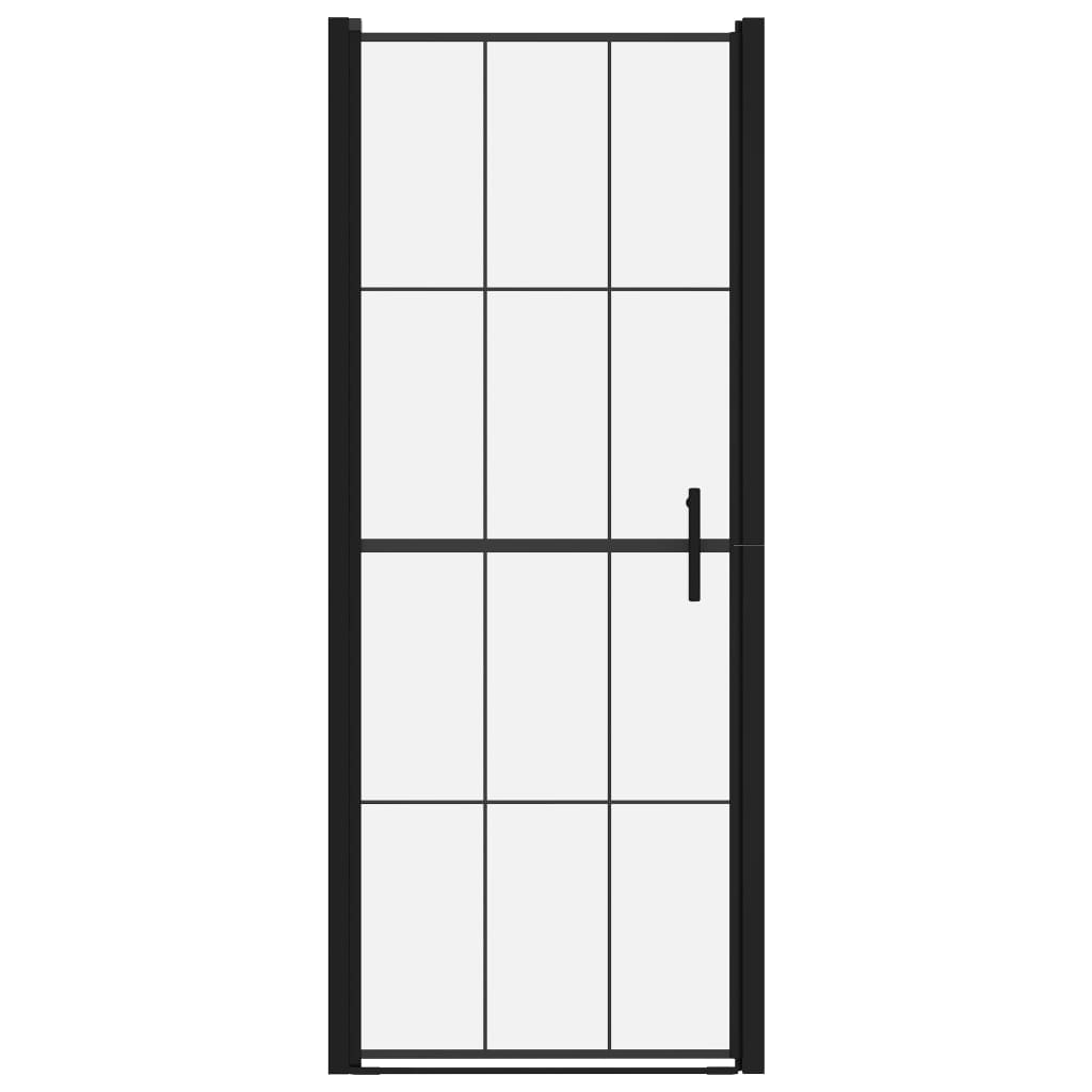 vidaXL Shower Door 81x195 cm Tempered Glass Black