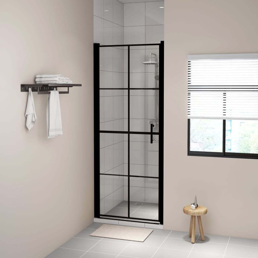 vidaXL Shower Doors 81x195 cm Tempered Glass Black