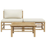 vidaXL 3-delige Loungeset met crèmewitte kussens bamboe