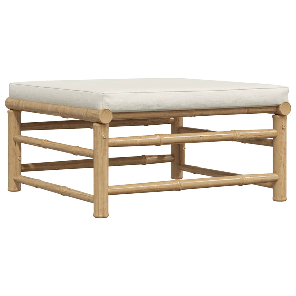 vidaXL 3-delige Loungeset met crèmewitte kussens bamboe