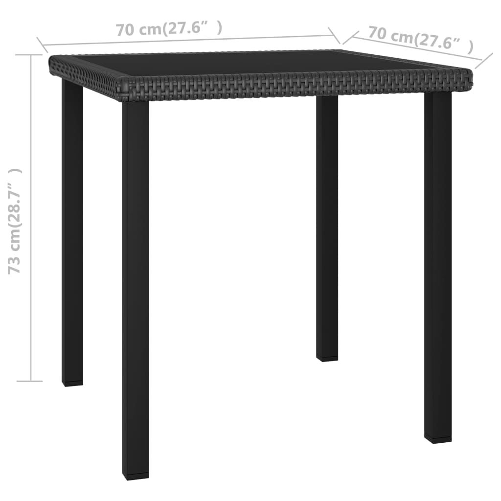 vidaXL Tuintafel 70x70x73 cm poly rattan zwart