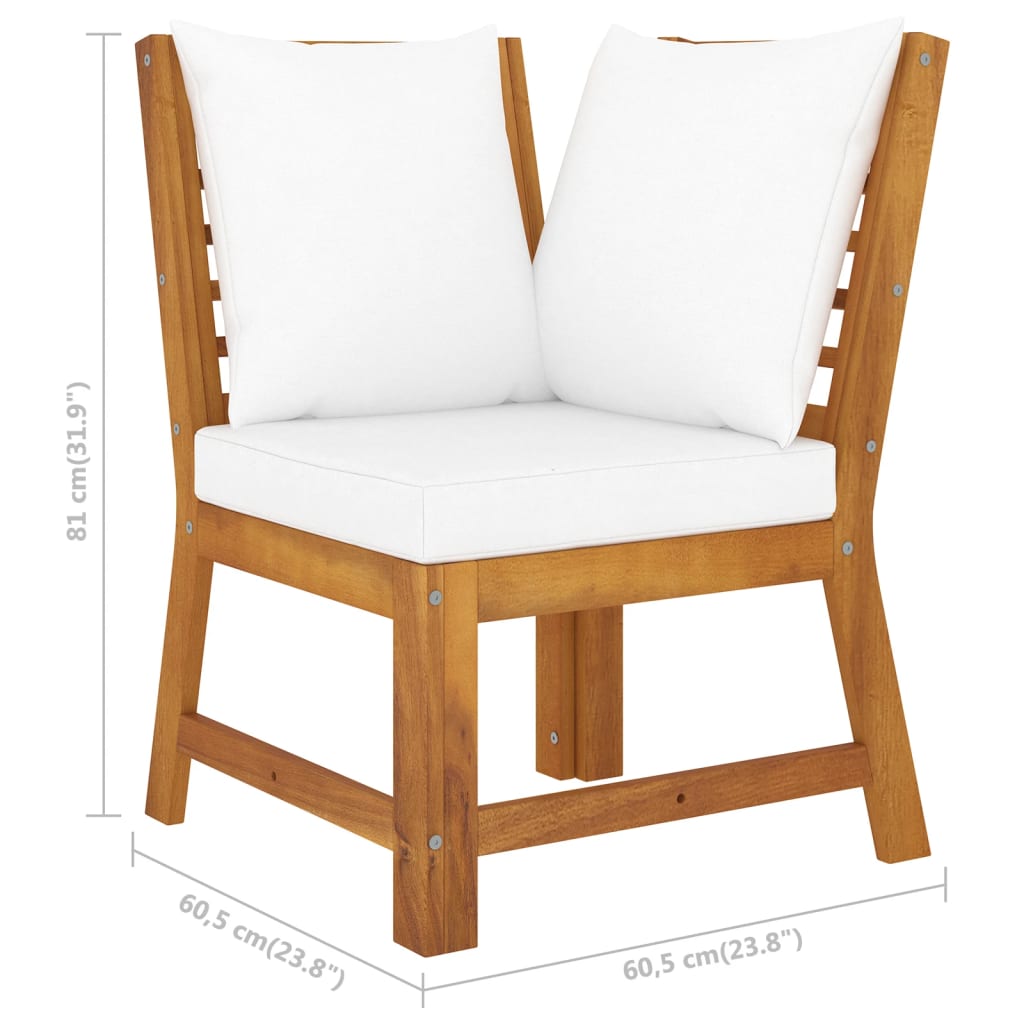 vidaXL 4-Piece Lounge Set with Cushions Solid Acacia Wood Cream