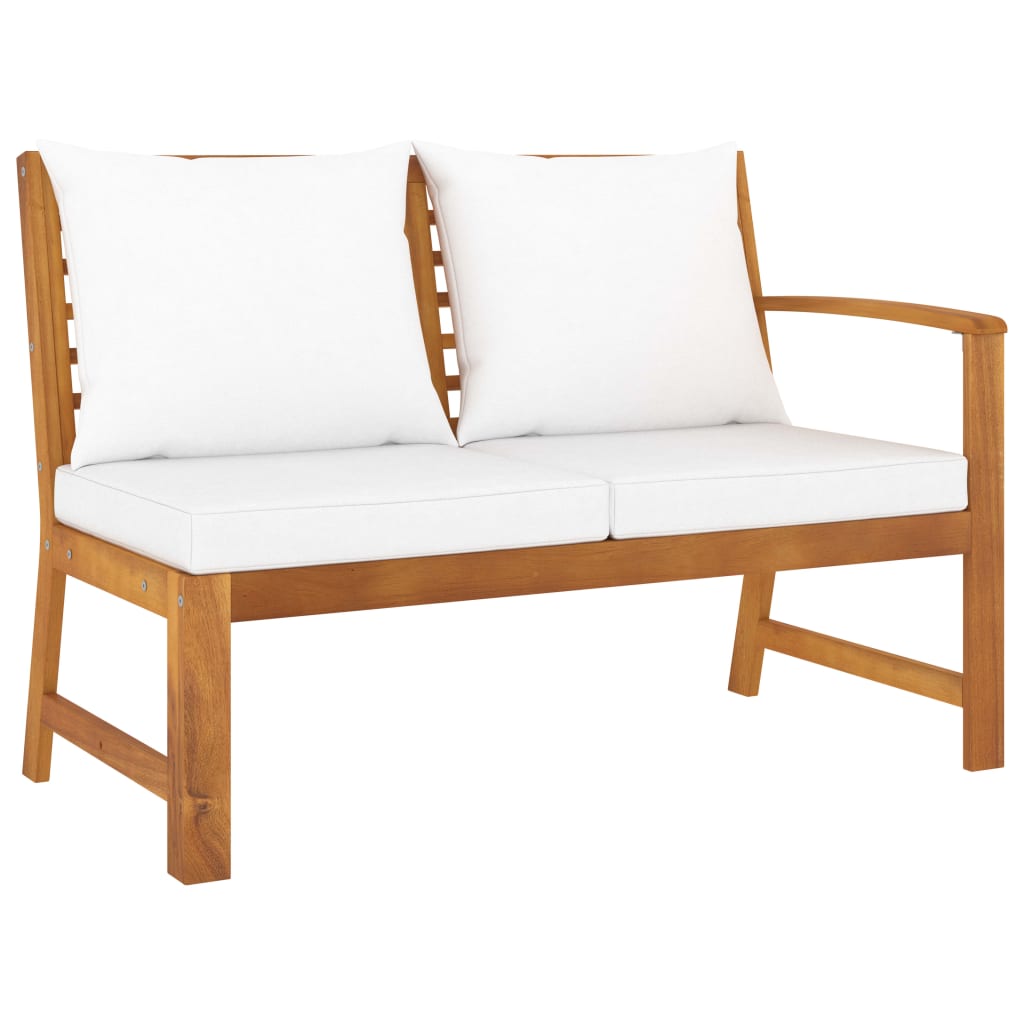 vidaXL 4-Piece Lounge Set with Cushions Solid Acacia Wood Cream