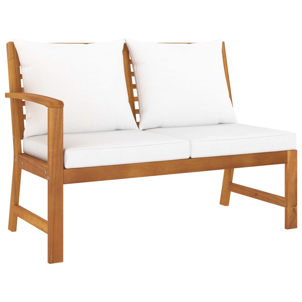 vidaXL 4-Piece Lounge Set with Cushions Solid Acacia Wood Cream